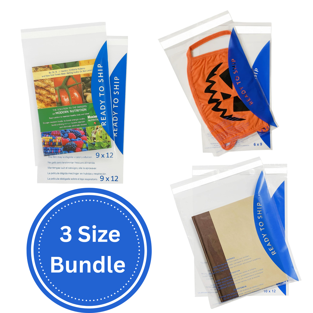 3 Pack Bundle 300 Bags 100 Of Each Size 6x9, 9x12, 10x12