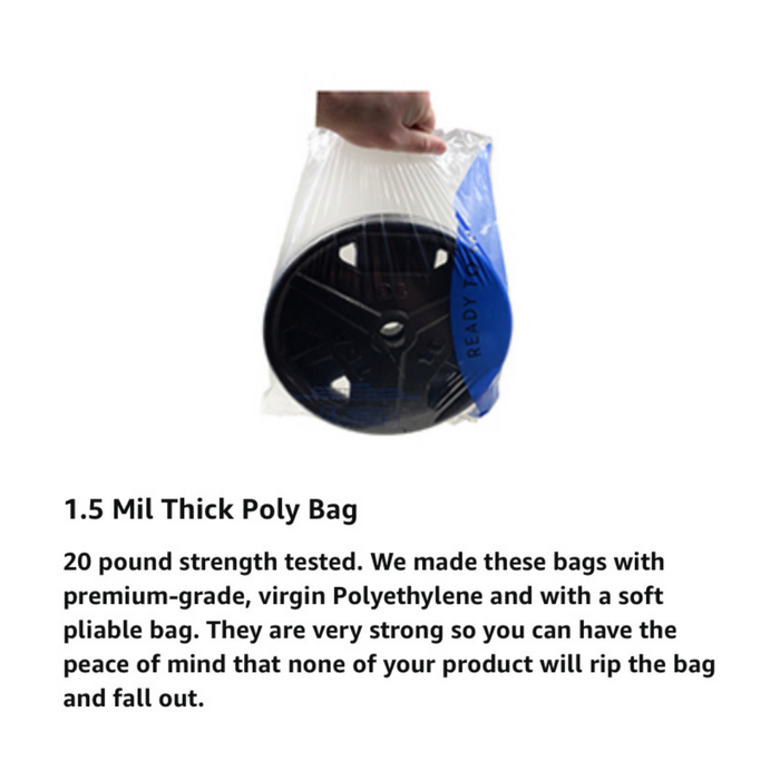 standard poly bag sizes